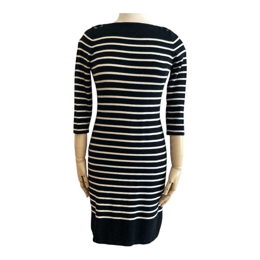 LAUREN RALPH LAUREN | Nautical Stripped Dress PS/P Black White Grommet Shoulder